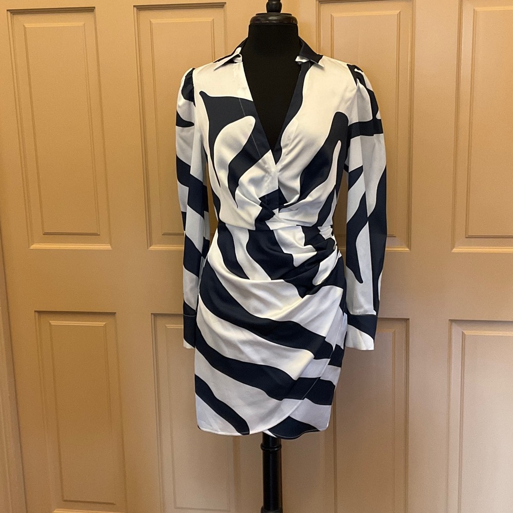Milly Navy and White Long Sleeve Dress